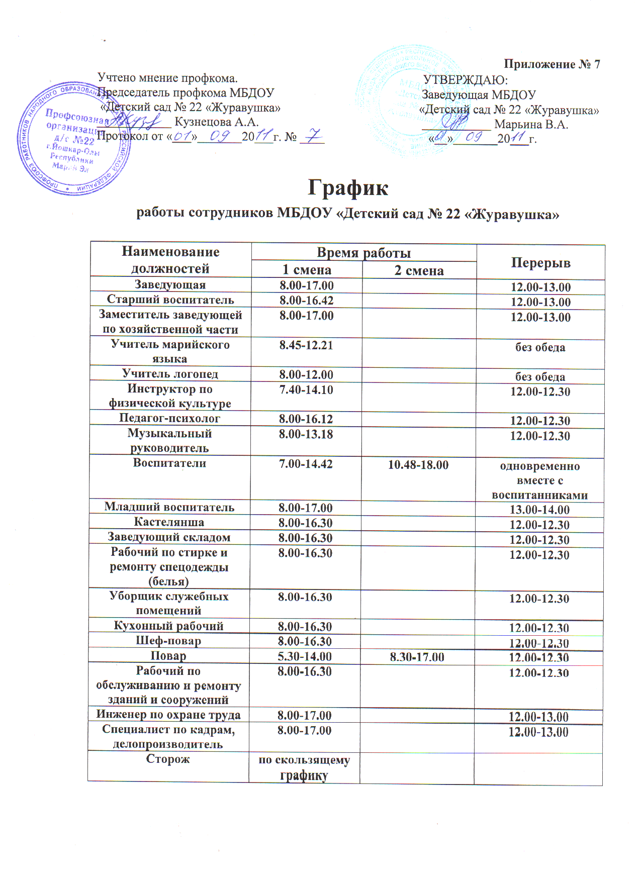 График воспитателя 3 на 2 группы образец