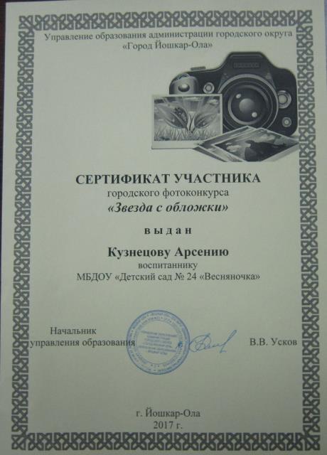 Сертификат Кузнецову Андрею 17