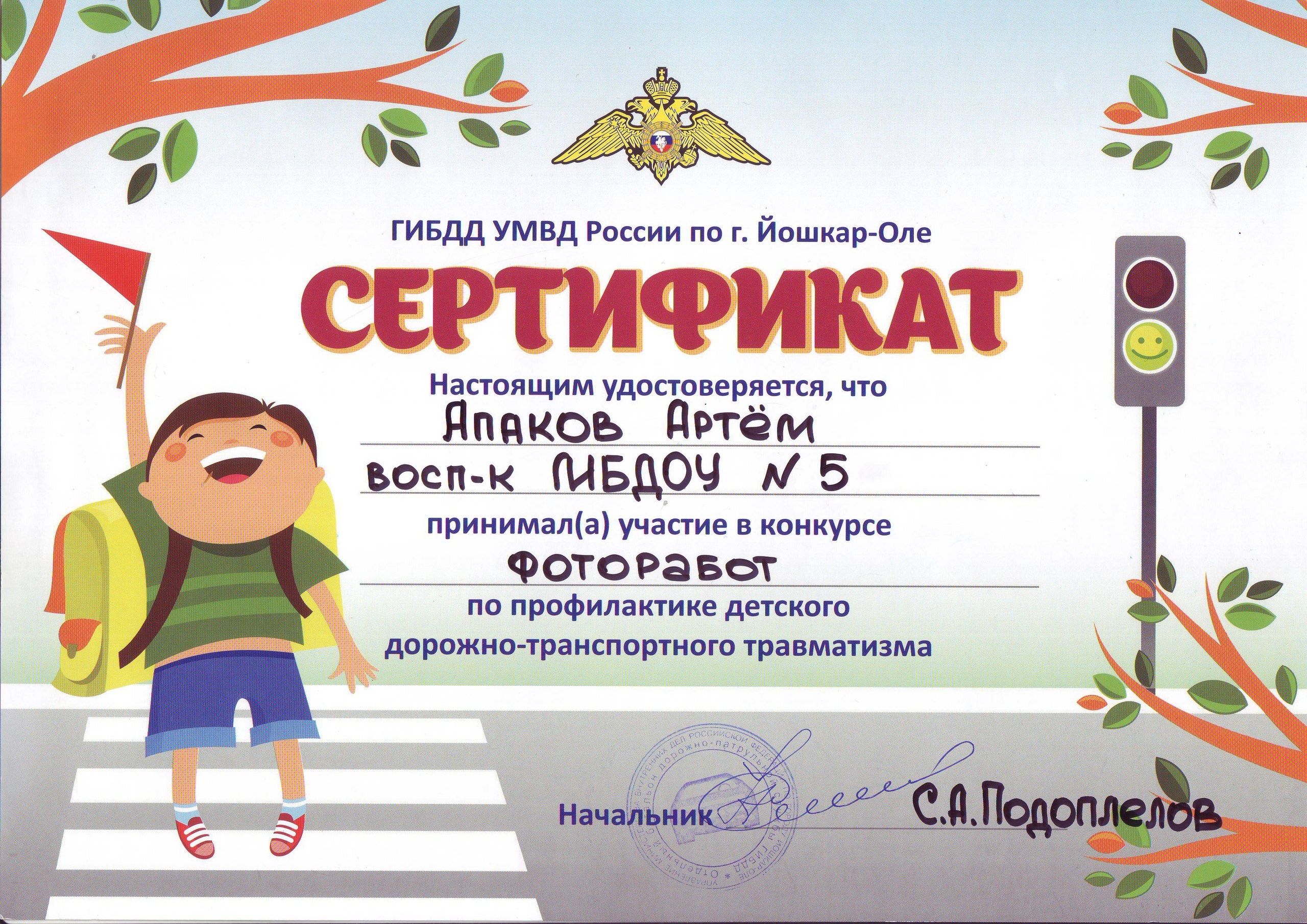 Сертификат Аппаков Артем