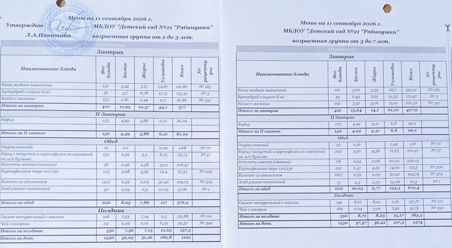 Меню 11.09.2026